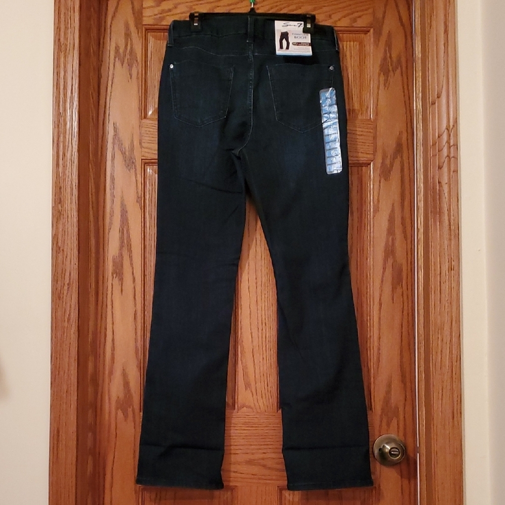 Seven7 Women's High Rise Tummyless Dark Indigo Boot Cut Jeans. Size 10 - Picture 4 of 8